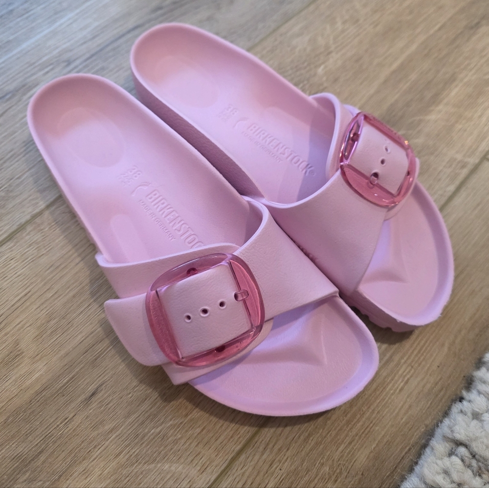 NEW Birkenstock Madrid Big Buckle Light Pink Slide Sandals Size 38 / US 7 - 7.5 - Picture 8 of 11